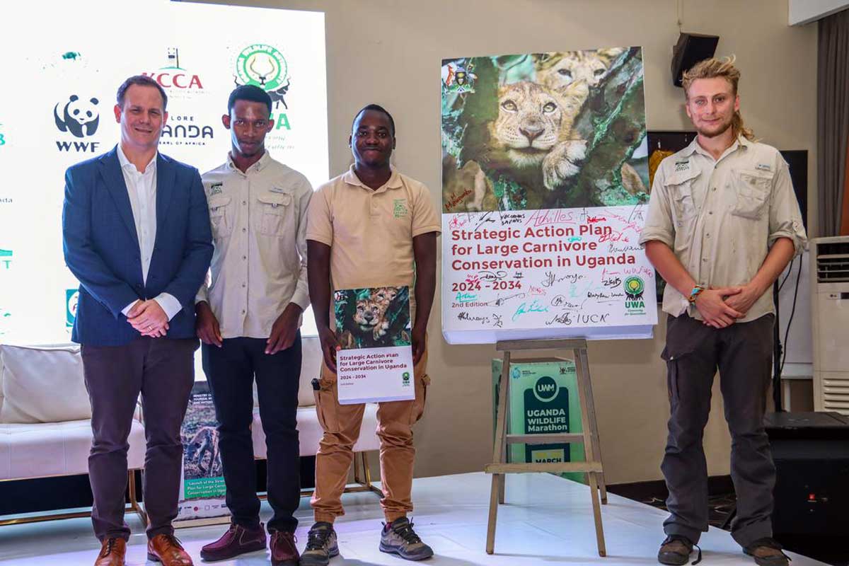 Kyambura Lion Monitoring Team sign Uganda Wildlife Authority’s 10-Year Strategic Action Plan for Large Carnivore Conservation