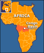 Map of Africa showing Congo Basin. via bbc.co.uk