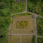 volcanoes safaris mount gahinga lodge garden drone shot